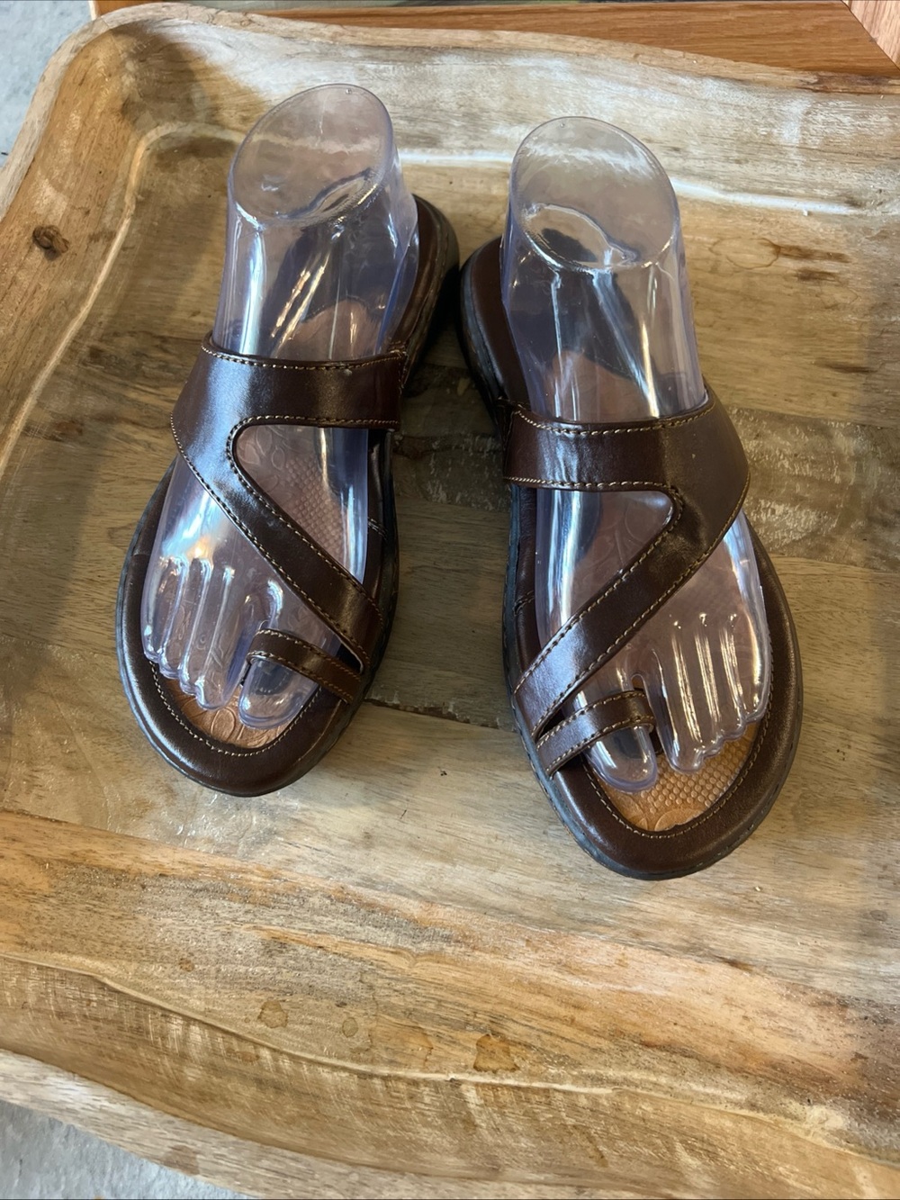 boc Women's Dark Brown Leather Slide Sandals